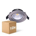 Confezione Multipack 10x Noxion LED Inclinabile Slim Faretti Argento Il Giro 6W 550lm 60D - 927 Bianco Molto Caldo | 85mm - IP54 - Dimmerabile - Miglior Resa Cromatica
