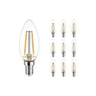 Confezione Multipack 10x Noxion Lucent LED E14 Candela Filamento Chiara 2.5W 250lm - 827 Bianco Molto Caldo | Sostitutiva 25W